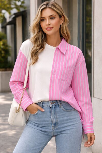 sportiness ΜΠΛΟΥΖΑΚΙ ΜΕ ΣΧΕΔΙΑ ΚΑΙ ΣΤΡΙΦΤΑΡΙΑ, ΥΦΑΣΜΑ ΤΕΡΙΚΟΤΟΝ, ΠΟΥΚΑΜΙΣΟ