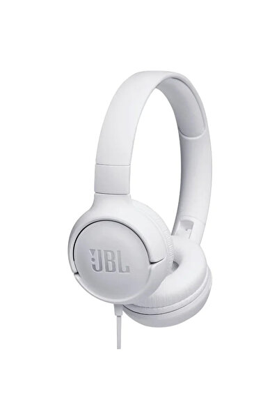JBL Casti audio On-ear Tune 500, Pure Bass Sound, Hands-free Call, Alb
