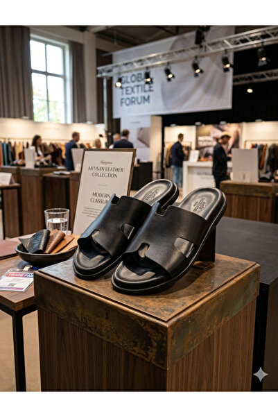 Deniz Terlik Ανδρικές ορθοπεδικές ελαφριές παντόφλες από γνήσιο δέρμα