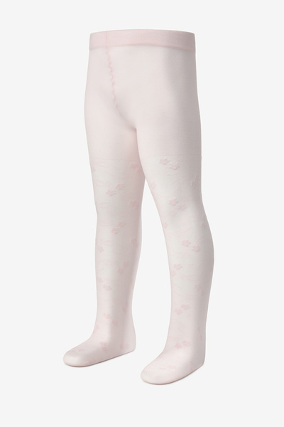 Le Mabelle Κοριτσίστικο καλσόν με ροζ λουλουδάτο σχέδιο και μικροδιχτυωτό πλέγμα