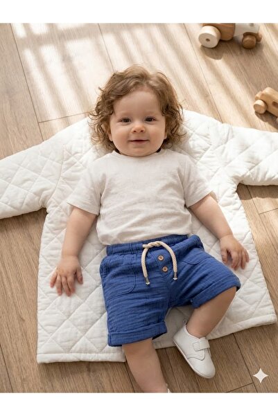 kids republic by meemseen independent Boys Classic Blue Cotton Drawstring Shorts