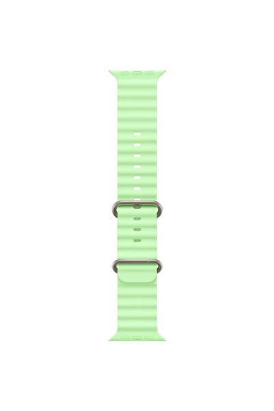 Apple Watch 49mm Band: Neon Green Ocean Band - Titanium Finish
