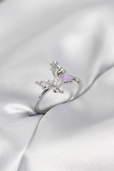 Epilons Silver Rk Model Zircon Stone Women's Ring