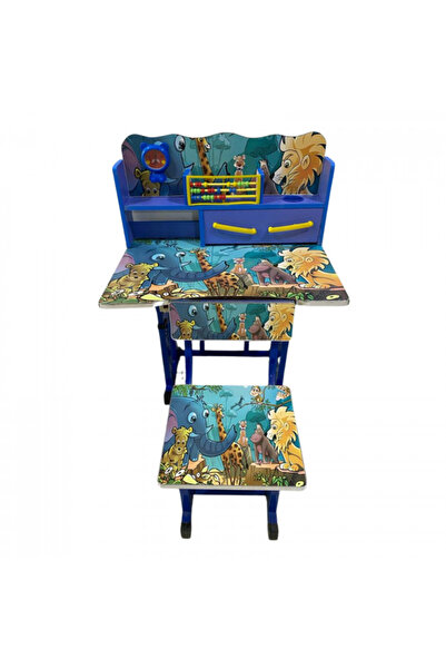 E-ANAMAG Γραφείο με Καρέκλα για Παιδιά, Μοντέλο F3, Με σχέδιο ζώων της ζούγκλ...