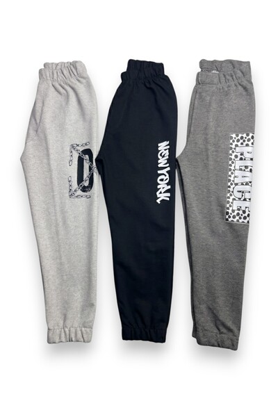 Merve Nur Tekstil Children's Boys' Sweatpants Large Printed 3-Piece Set