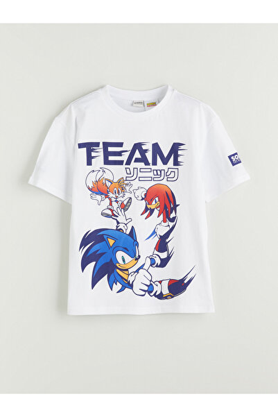 LC Waikiki Tricou de băieți cu guler rotund și imprimeu Sonic