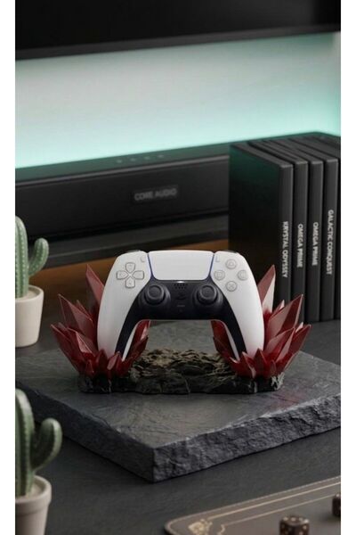 3D Tasarım Kristal Mağara Oyun Kolu Standı - Kristal Detaylı Gamepad Tutucu-G...