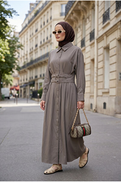 Aselim Hijap Moda Elara Φόρεμα Tencel με Διπλή Ζώνη - Βιζόν