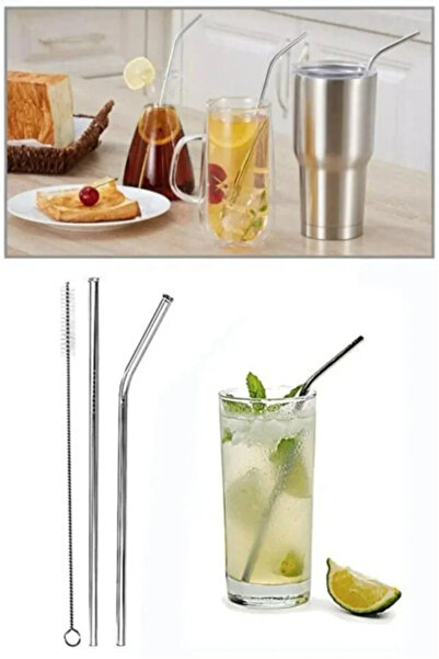 TUMU LIFE 2 Li Paslanmaz Çelik Pipet + Temizleme Fırçası