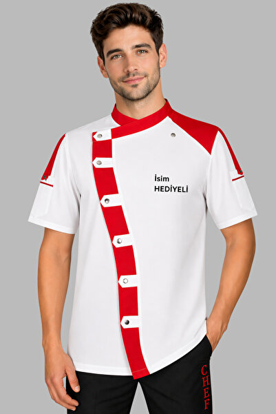 Üniformanya Δώρο με όνομα Κοντομάνικο Λευκό με Κόκκινη Λεπτομέρεια Μπουφάν Σε...