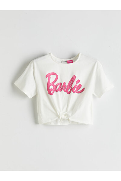LC Waikiki Tricou de fete cu guler rotund și imprimeu Barbie
