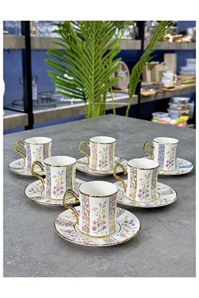 Doğudeko Luxury Porcelain 6-Piece Cecil Cup Set