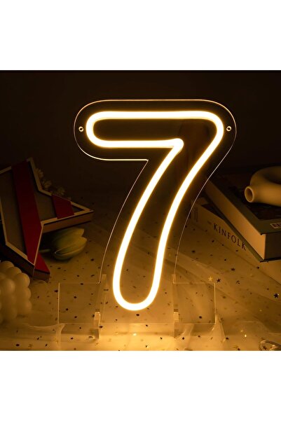 Slasa Number 7 LED Neon Sign 30x22 cm 6mm Acrylic Base Birthday Party Wall De...
