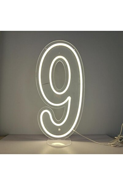 Slasa Number 9 LED Neon Sign 50x26 cm White Light 6mm Acrylic Base Party Even...