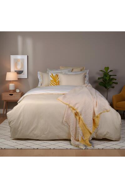 Sarev Eftelya Sarı King Size (Battal Boy) %100 Pamuk Nevresim Takımı