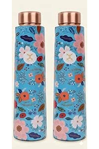 MERCAPE® 900ml Pure Copper Water Bottles | Handmade Ayurvedic Enameled Print ...