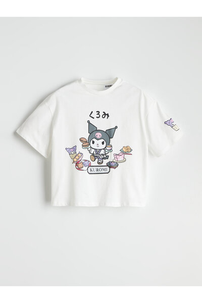 LC Waikiki Tricou de fete cu guler rotund și imprimeu Kuromi