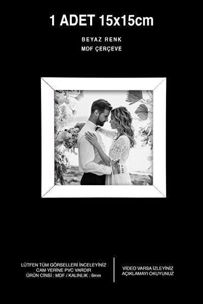 yhfoto 1 Adet 15x15 Çerçeve - Beyaz Çerçeve - Kare Çerçeve - Masa üstü Çerçev...