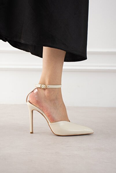 Seniorah Γυναικεία παπούτσια με τακούνι, με λουράκια, κρεμ χρώμα, με ζώνη στο...