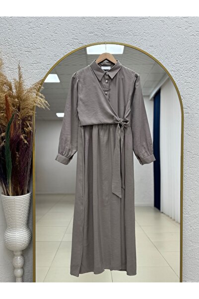 MİHRA STORE Ζενέσα Φόρεμα Κούπρα Μοντάλ με Μπολερό -NA2375 Βιζόν