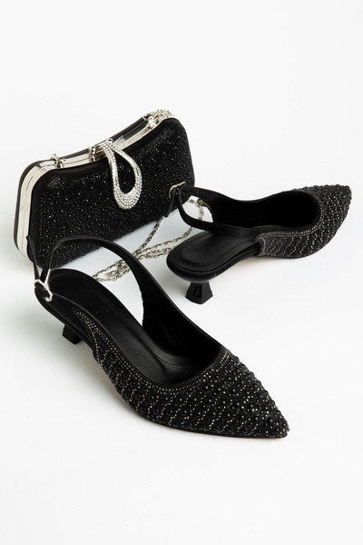 GULT Γυναικεία βραδινά παπούτσια και τσάντα με πέρλες