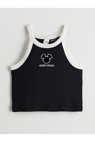 LC Waikiki Top scurt tip halter pentru fete, brodat cu Mickey Mouse