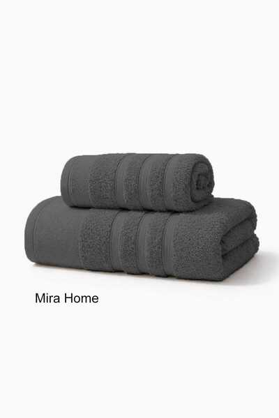 Mira Home 2 Piece Cotton Bath Towel Set Ayla Anthracite