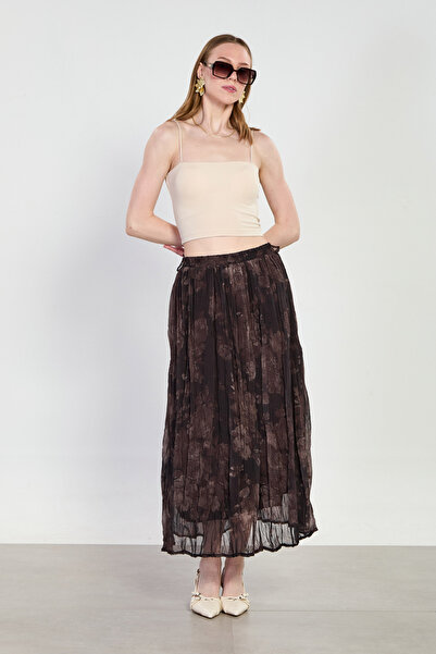 BARRELS AND OIL Γυναικεία φούστα με ελαστική μέση και λουλουδάτο σχέδιο - Βαθ...