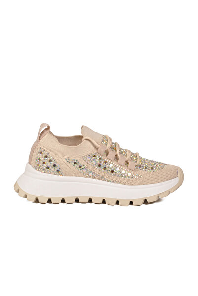 AYAKMOD Beige Textile Stone High-Sole Women's Sports Shoes 451161 Z