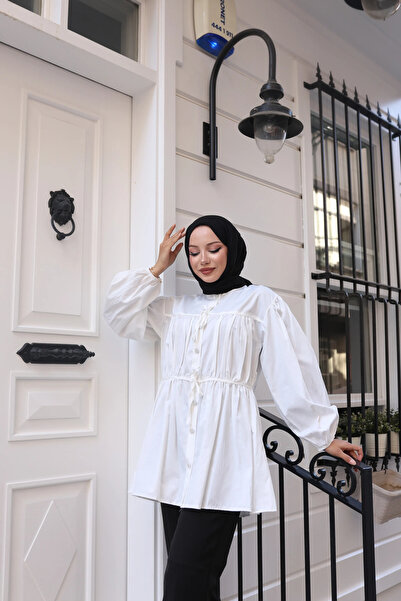 TATULA Casual Tunic with Drawstring and Tie Detail