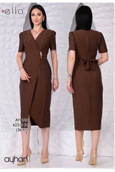 AYHAN Φόρεμα από ύφασμα Lyocell με λεπτομέρεια αγκράφα στο πλάι