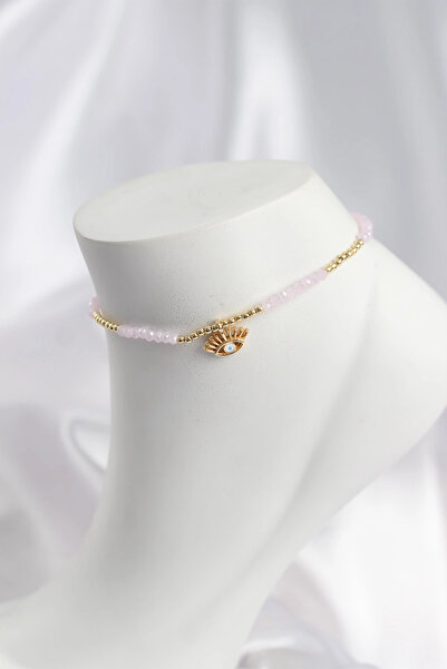 shopwave Pink Color Beaded Evil Eye Figured Anklet