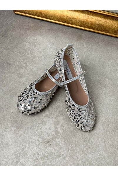 MERVE SARIDEMİR SHOES Gümüş Payetli Babet