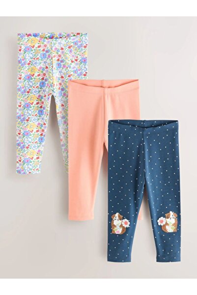 Next Baby Cotton Purple and Pink Printed 3-Piece Leggings Set