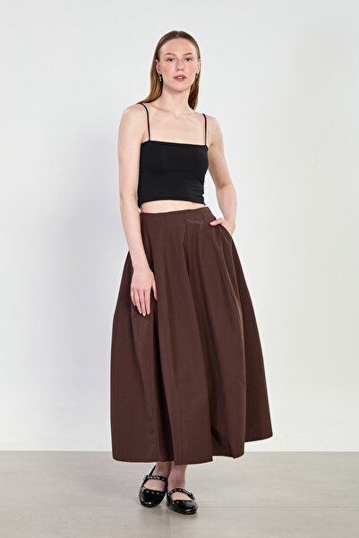 BARRELS AND OIL Γυναικεία ψηλόμεση φούστα καμπάνα - Πικρό καφέ