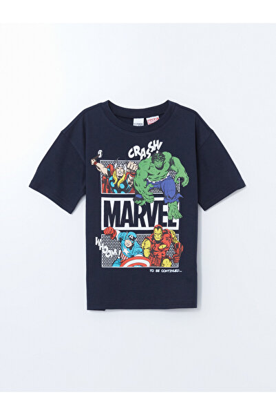 LC Waikiki Tricou de băieți cu guler rotund, imprimat Marvel, din jerseu