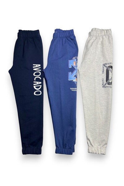 Merve Nur Tekstil Children's Boys' Sweatpants Large Printed 3-Piece Set