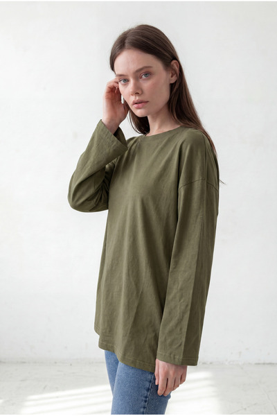 Wega Moda Oversize Γυναικείο Μπλουζάκι με Φαρδιά Μανίκια Χαλαρό Μακρύ Βασικό ...