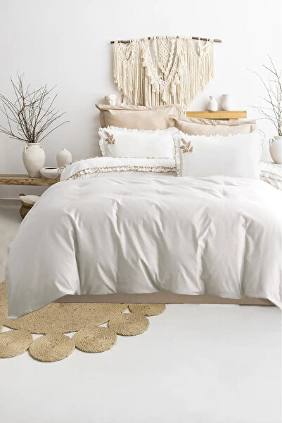 Şaheser Home Collection Σετ Κεντητό Διπλό Παπλωματοθήκη Nova Beige