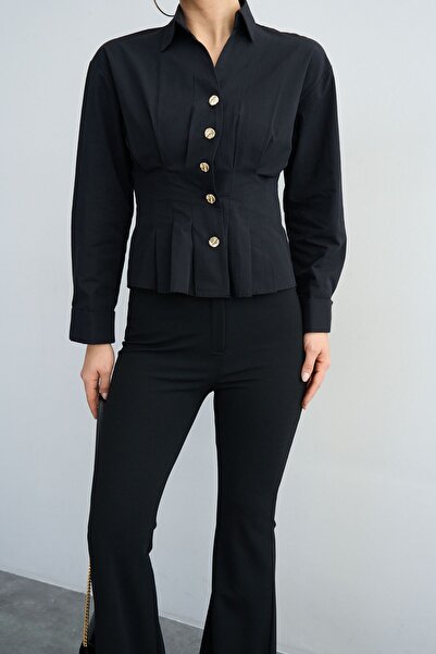 Hiccup Μακρυμάνικο πουκάμισο QU STYLE με λεπτομέρεια στο κουμπί και στενή εφα...