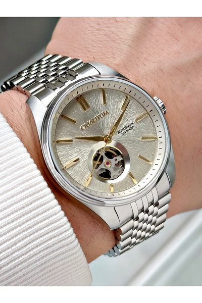Quantum Automatic Mechanism Silver Color Steel Cord Steel Case Men Wristwatch...
