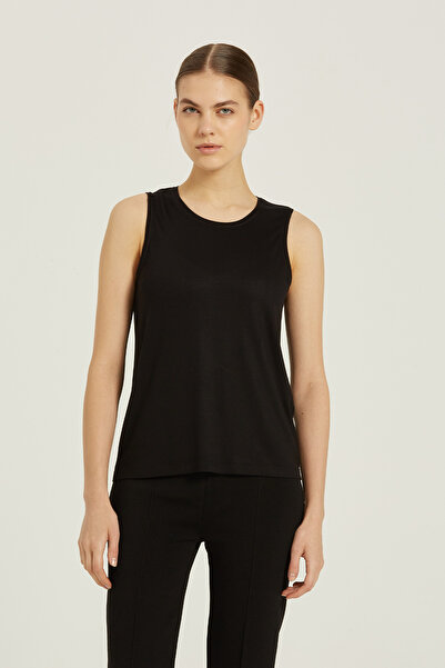 Triko Mısırlı Black Crew Neck Knitted Women's Undershirt