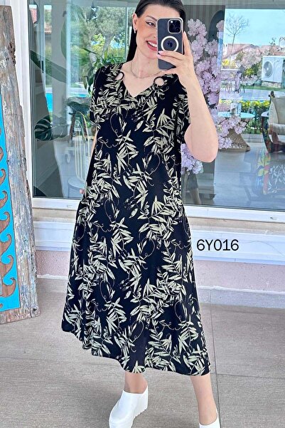 İnce Topuk Φόρεμα βισκόζης με λεπτομέρεια δαχτυλιδιού 6y016