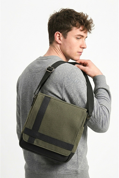 İMAKS Ύφασμα καμβά Unisex Δερμάτινη λεπτομέρεια Κάθετος ιμάντας Επαγγελματικό...