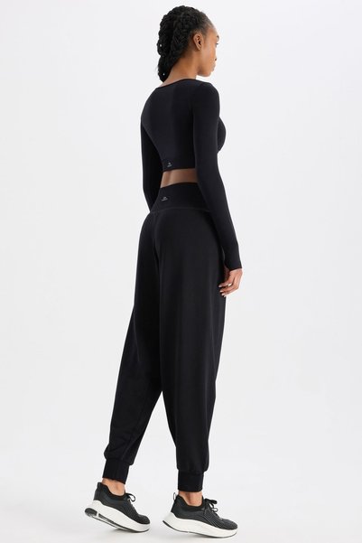 COMEUP Pantaloni jogger fără cusături, din țesătură moale, negri
