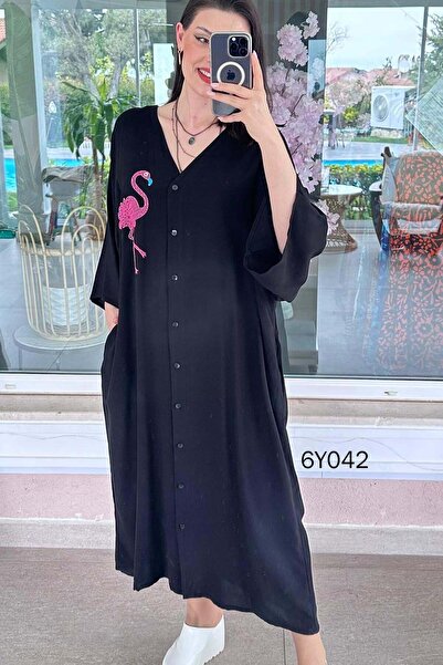 İnce Topuk Φόρεμα από βισκόζη με στάμπα Filamingo 6y042