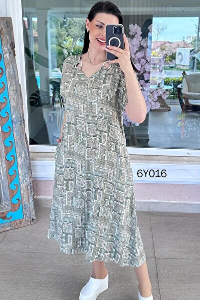 İnce Topuk Ring Detail Viscose Dress 6Y016