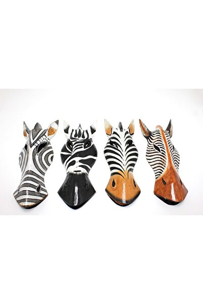 XTRIKE ME Afrika Tarzı Dekoratif Zebra Maske - El Boyaması Bohem Duvar Aksesuarı ve Biblo Takımı 3Galıleo-3