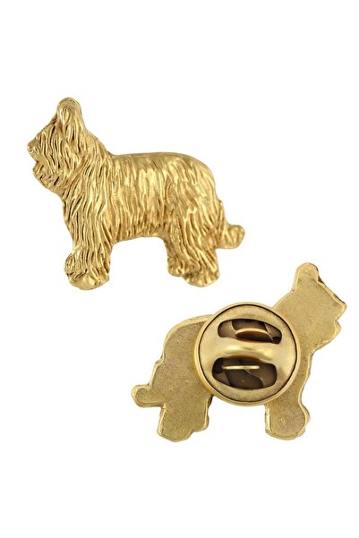 Art - Dog Briard, Berger de Brie II - broșă placată cu aur, ornament elegant ...