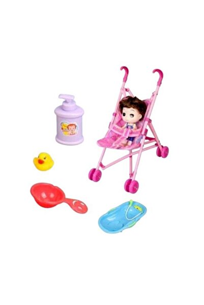 OEM Κούκλα με σετ μπάνιου και καροτσάκι